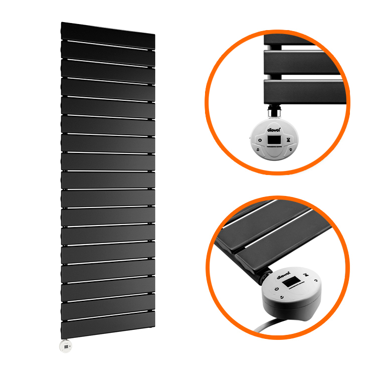 1190 x 400mm Electric Black Single Flat Panel Vertical Radiator