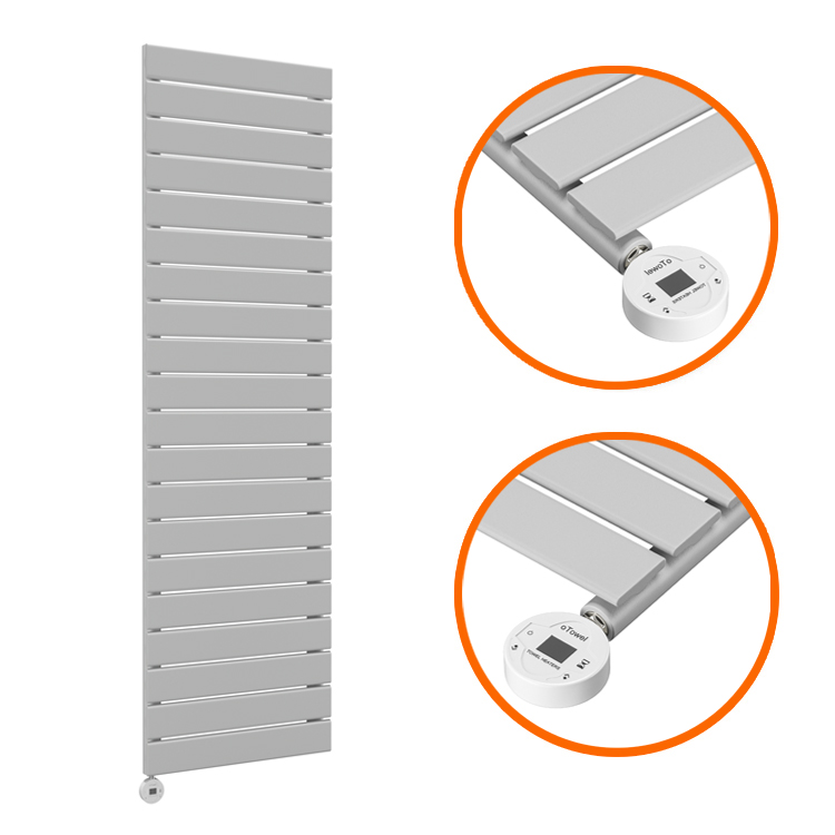 1400 x 400mm Electric Feather Grey Single Flat Panel Vertical Radiator