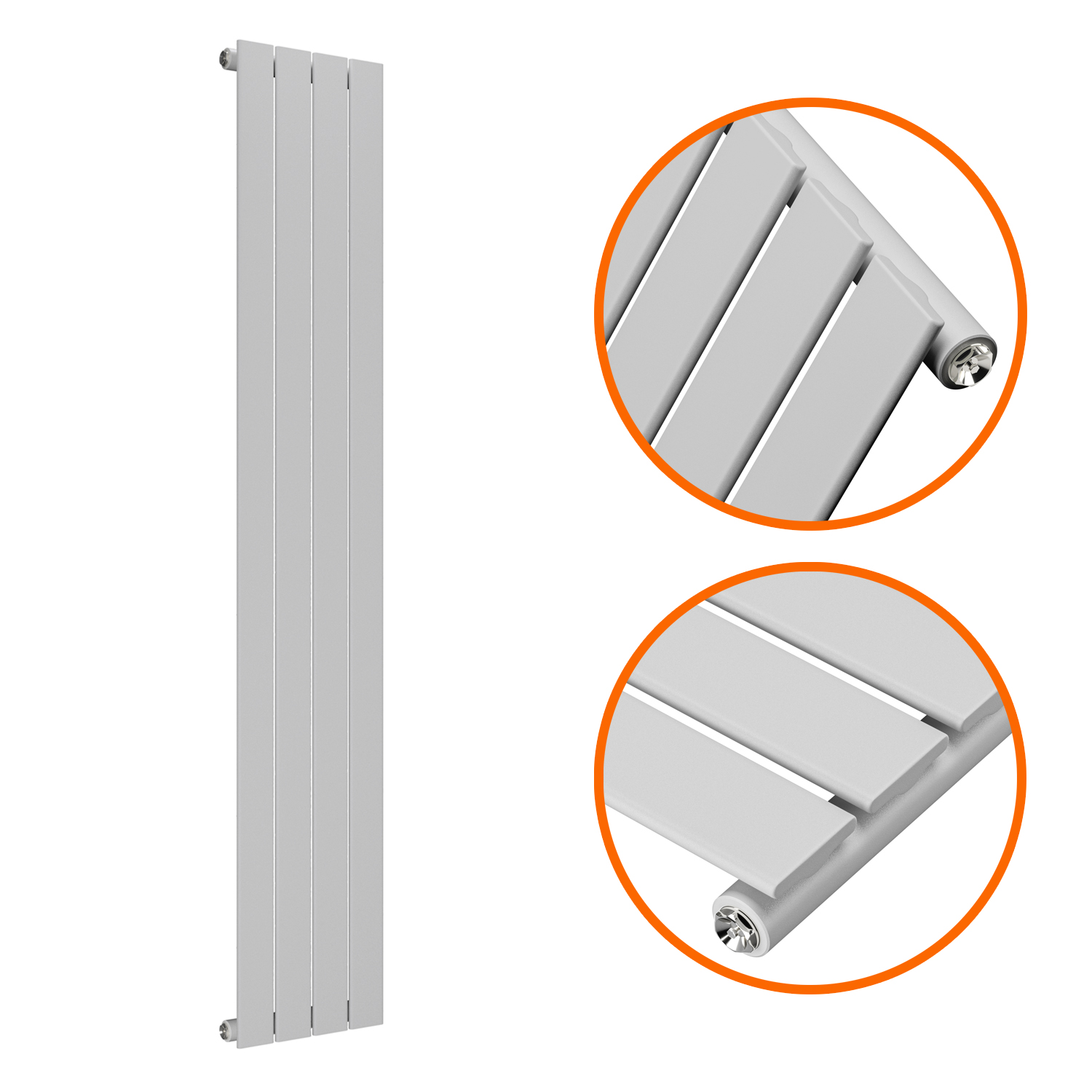 1600 x 280mm Feather Grey Single Flat Panel Vertical Radiator