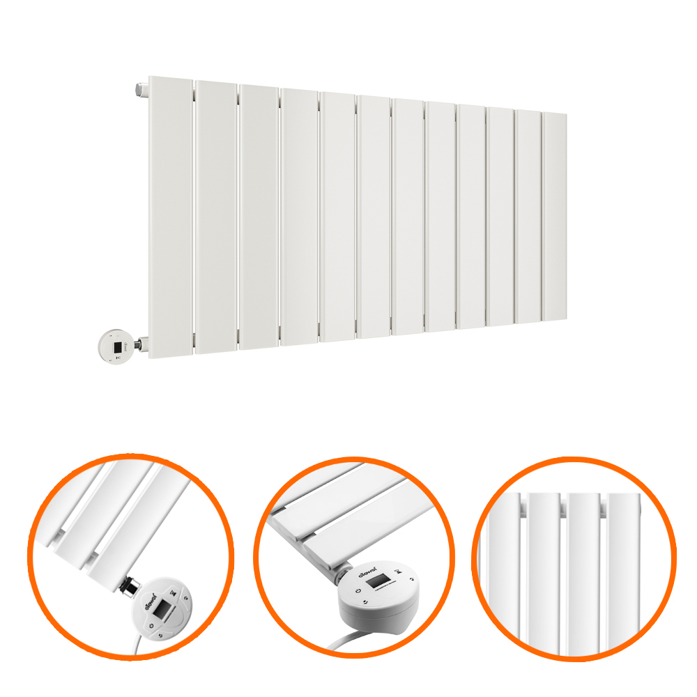 400 x 840mm Electric White Single Flat Panel Horizontal Radiator