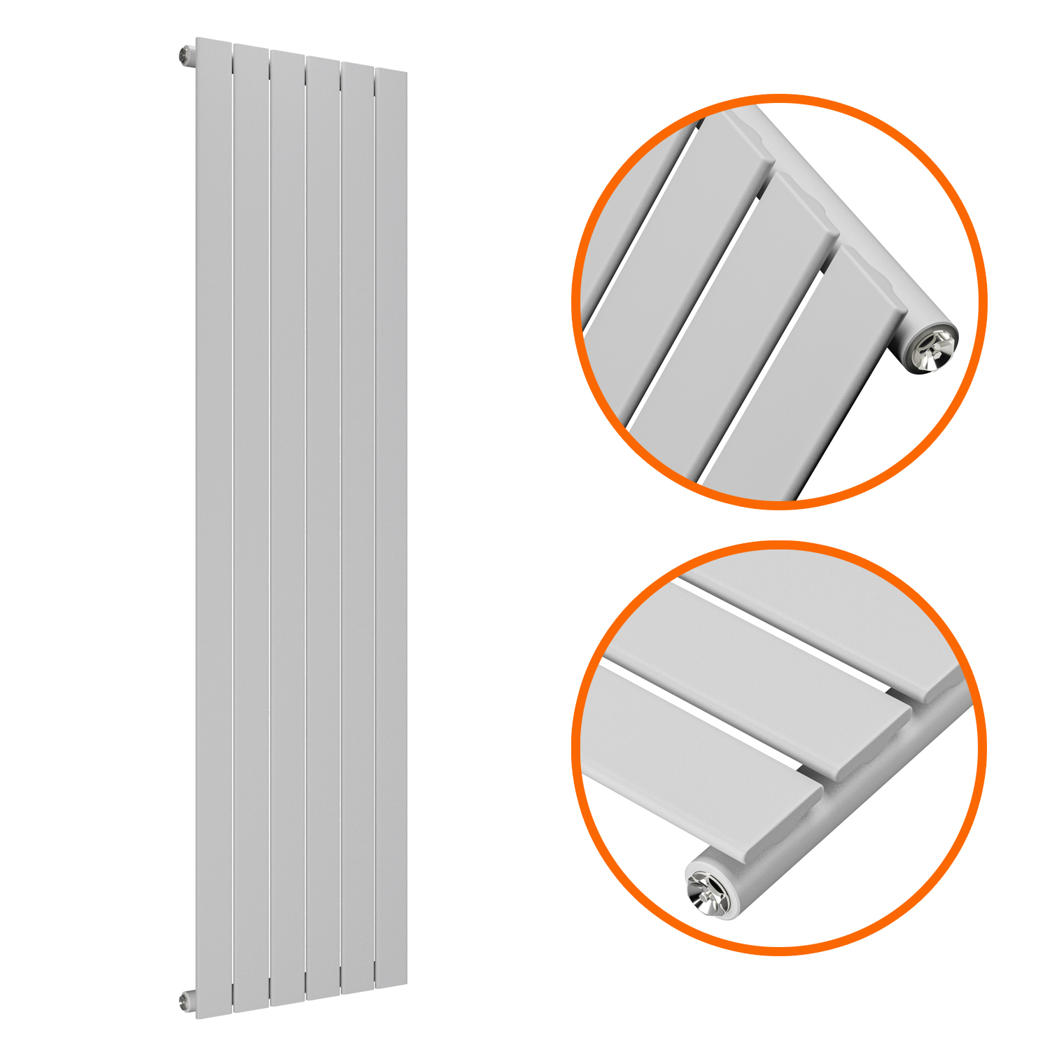 1600 x 420mm Feather Grey Single Flat Panel Vertical Radiator