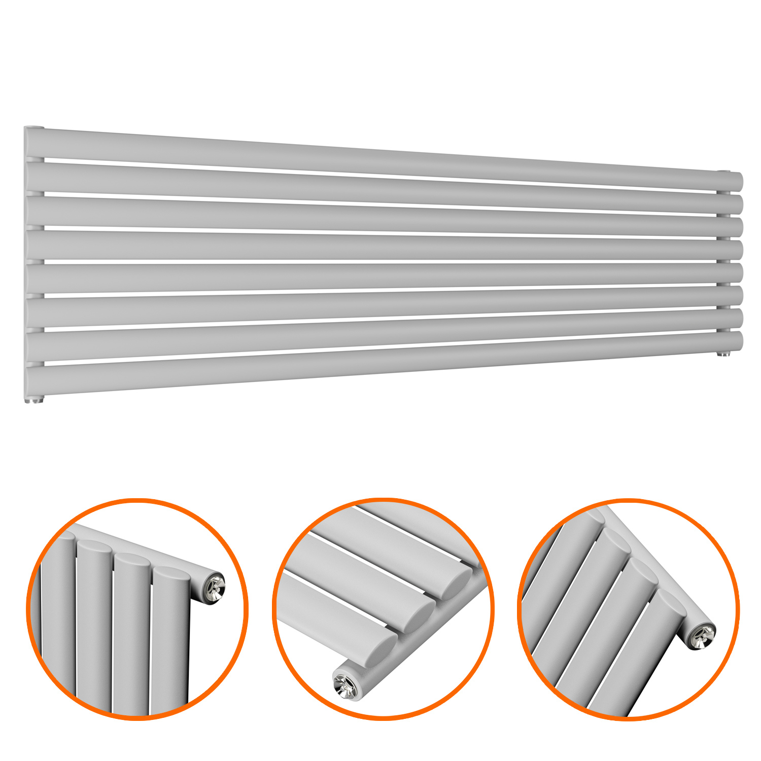 472mm x 1780mm Feather Grey Single Oval Tube Horizontal / Landscape ...
