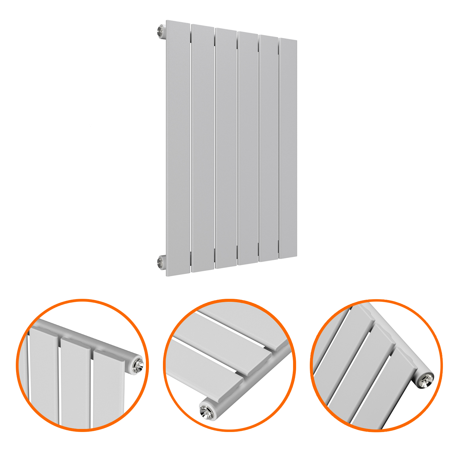 635 x 420mm Feather Grey Single Flat Panel Horizontal Radiator
