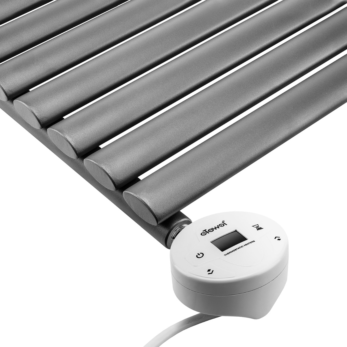 595 x 400mm Electric Anthracite Single Oval Panel Vertical Radiator