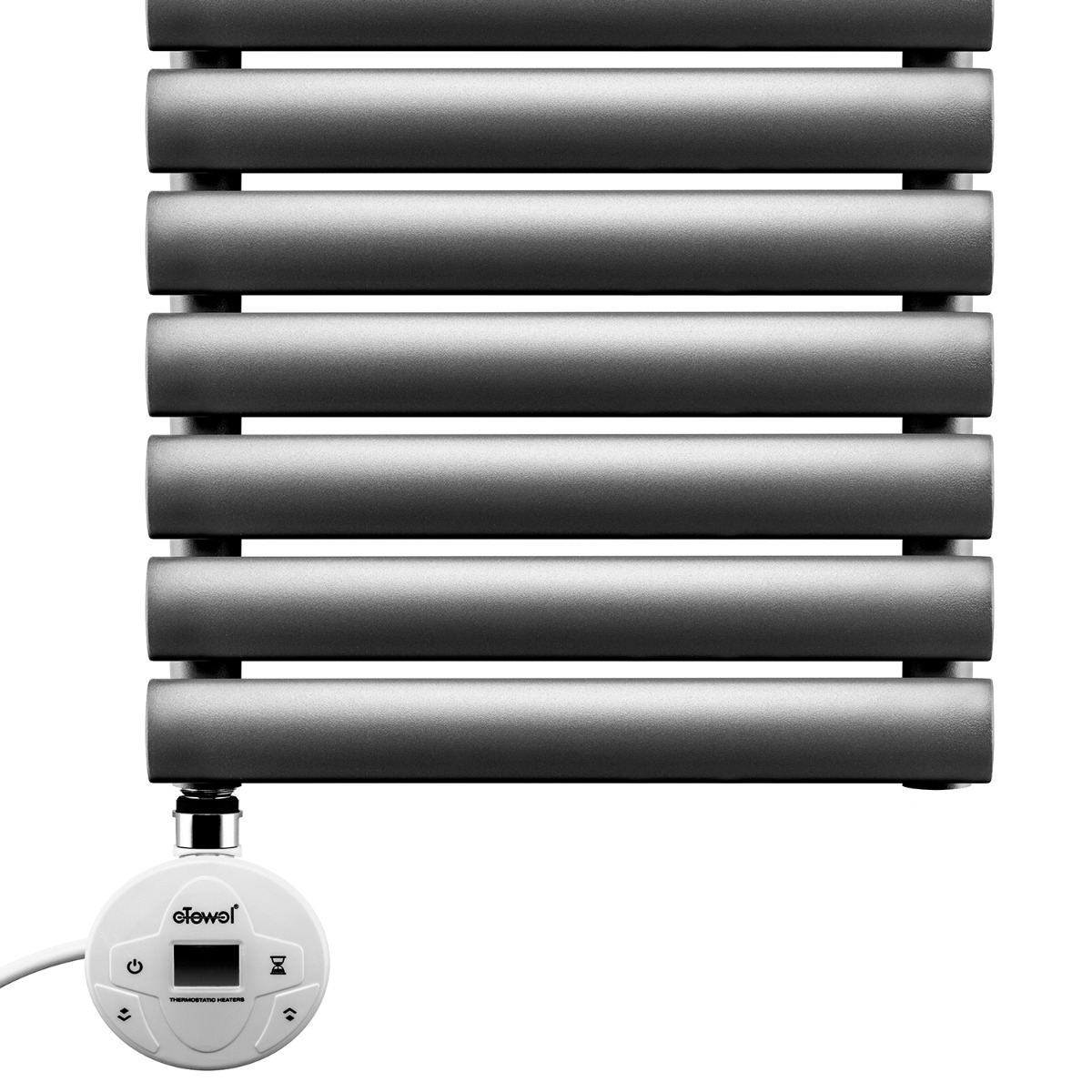 595 x 400mm Electric Anthracite Single Oval Panel Vertical Radiator