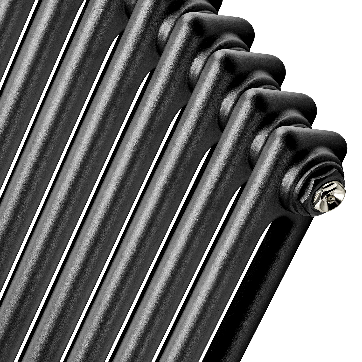 1800 x 470mm Black Vertical Traditional 2 Column Radiator