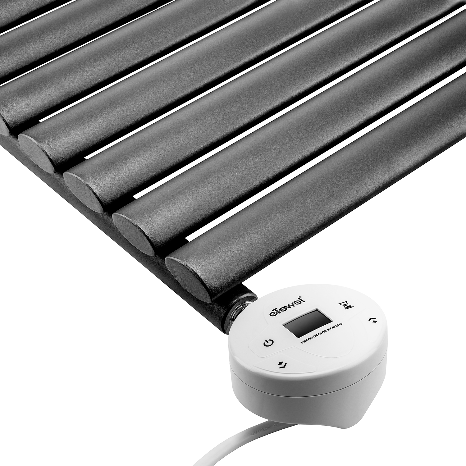 595 x 400mm Electric Black Single Oval Panel Vertical Radiator