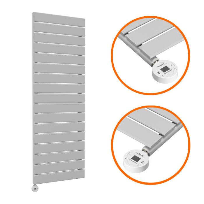1190 x 400mm Electric Feather Grey Single Flat Panel Vertical Radiator