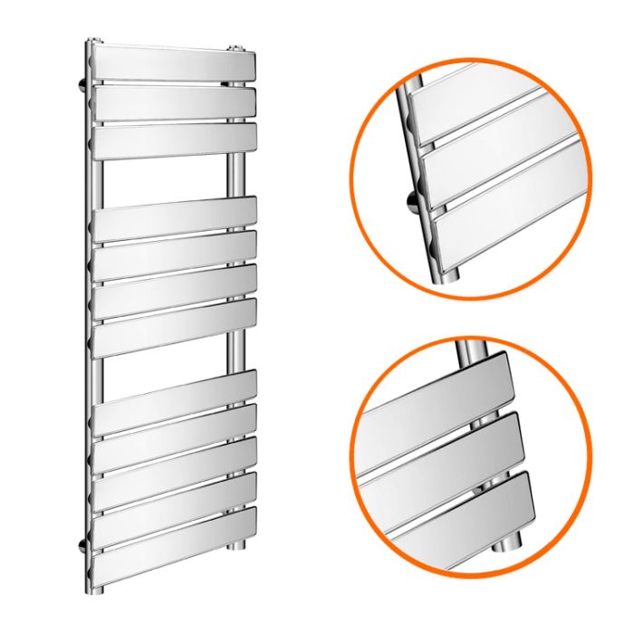 1200 x 450mm Flat Panel Chrome Ladder Towel Radiator
