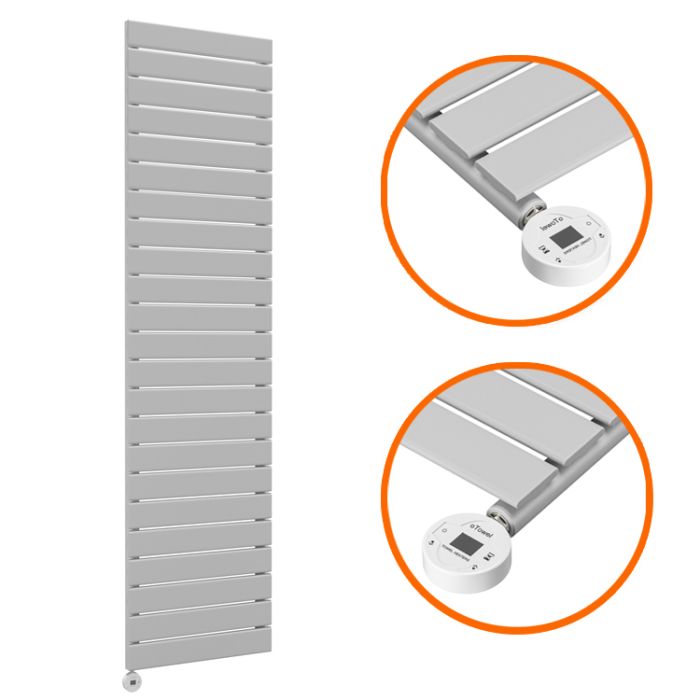 1610 x 400mm Electric Feather Grey Single Flat Panel Vertical Radiator
