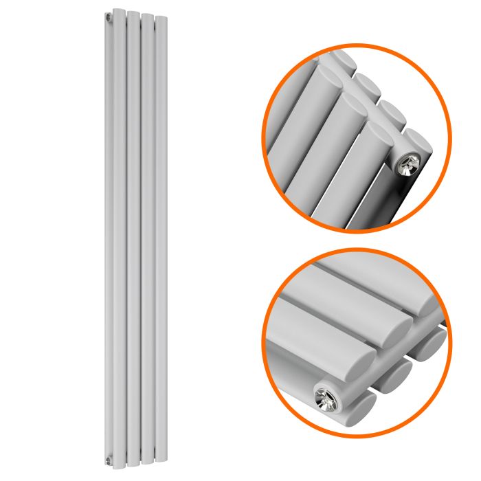 1600 x 236mm Feather Grey Double Oval Tube Vertical Radiator 