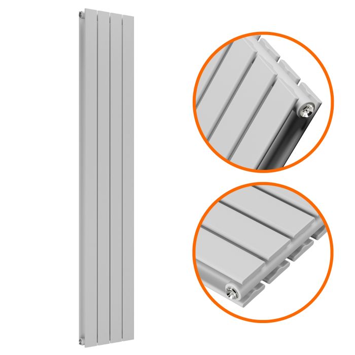 1600 x 280mm Feather Grey Double Flat Panel Vertical Radiator