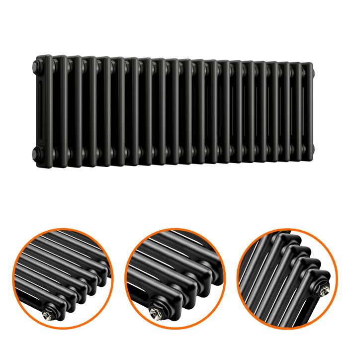 300 x 1013mm Black Horizontal Traditional 2 Column Radiator