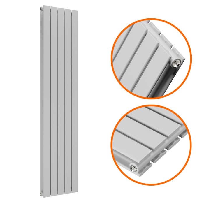 1600 x 350mm Feather Grey Double Flat Panel Vertical Radiator