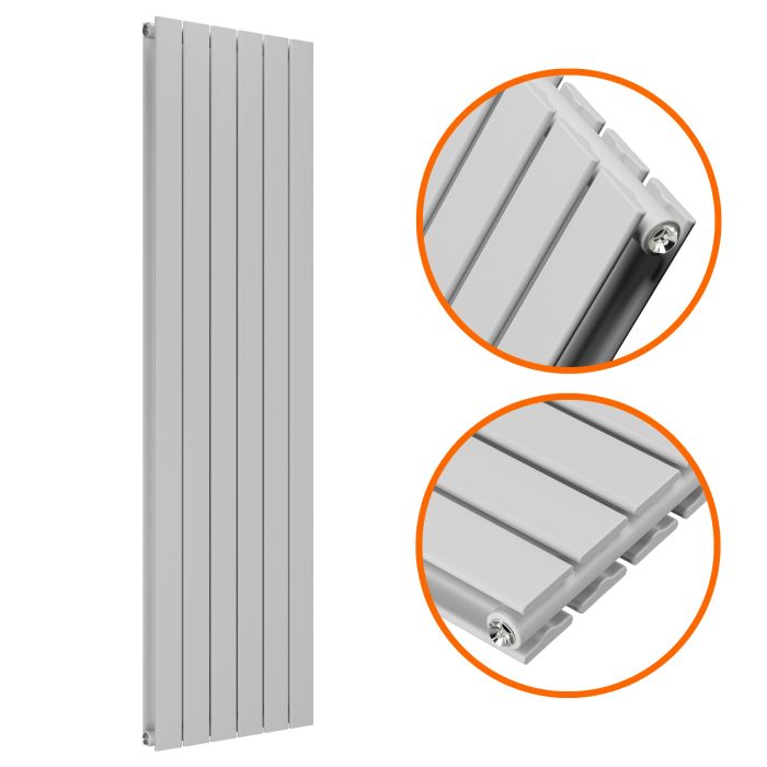 1600 x 420mm Feather Grey Double Flat Panel Vertical Radiator