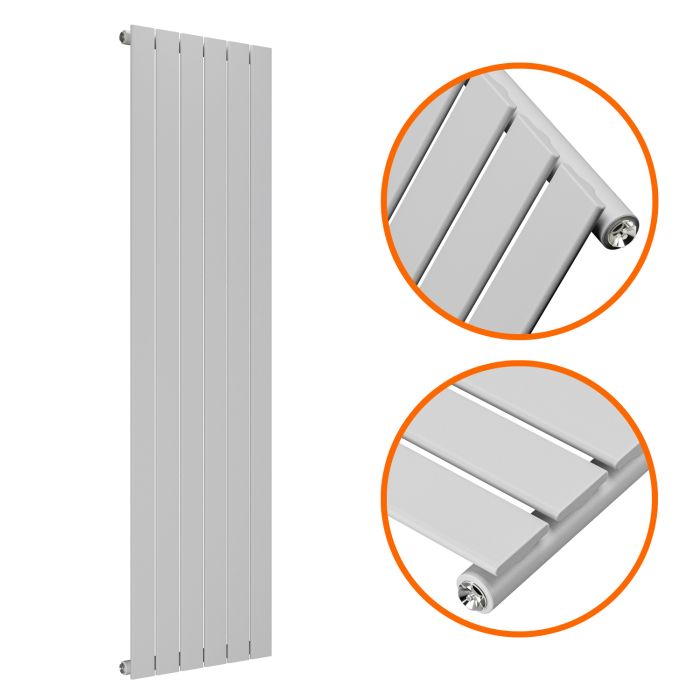 1600 x 420mm Feather Grey Single Flat Panel Vertical Radiator