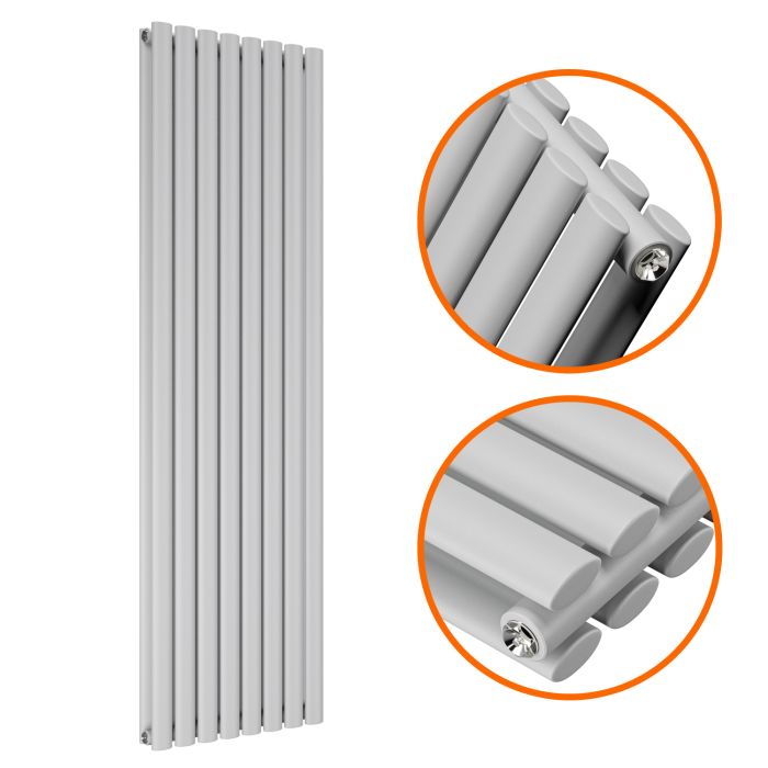 1600 x 472mm Feather Grey Double Oval Tube Vertical Radiator 