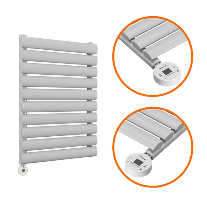 595 x 400mm Electric Feather Grey Single Oval Panel Vertical Radiator