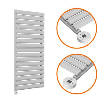 1000 x 400mm Electric Feather Grey Single Oval Panel Vertical Radiator