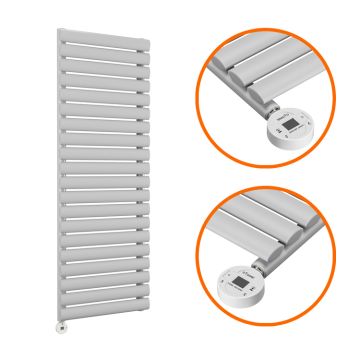 1180 x 400mm Electric Feather Grey Single Oval Panel Vertical Radiator