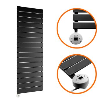 1190 x 400mm Electric Black Single Flat Panel Vertical Radiator