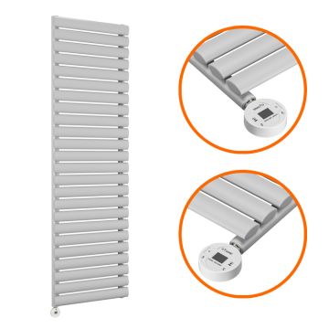 1411 x 400mm Electric Feather Grey Single Oval Panel Vertical Radiator