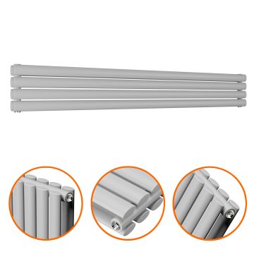 236mm x 1600mm Feather Grey Double Oval Tube Horizontal / Landscape Radiator