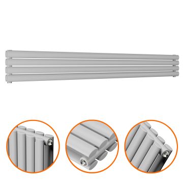 236mm x 1780mm Feather Grey Double Oval Tube Horizontal / Landscape Radiator