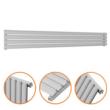 236mm x 1780mm Feather Grey Single Oval Tube Horizontal / Landscape Radiator
