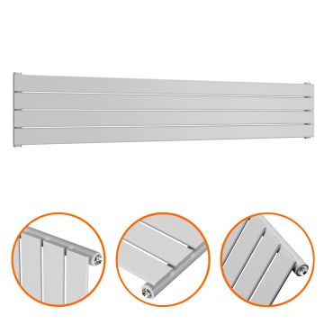 280mm x 1600mm Feather Grey Single Flat Panel Horizontal / Landscape Radiator