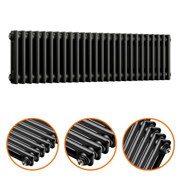 300 x 1193mm Black Horizontal Traditional 2 Column Radiator