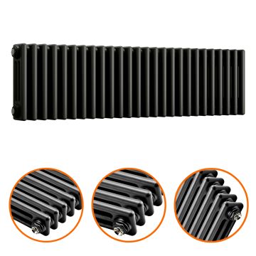 300 x 1193mm Black Horizontal Traditional 3 Column Radiator