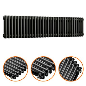 300 x 1508mm Black Horizontal Traditional 2 Column Radiator