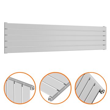 350mm x 1600mm Feather Grey Single Flat Panel Horizontal / Landscape Radiator