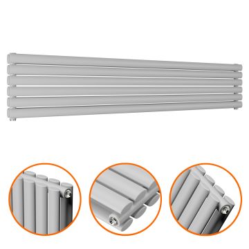 354mm x 1780mm Feather Grey Double Oval Tube Horizontal / Landscape Radiator