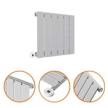 400 x 420mm Electric Feather Grey Single Flat Panel Horizontal Radiator