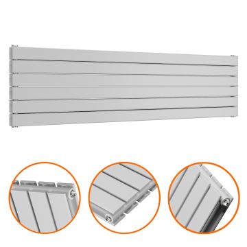 420mm x 1600mm Feather Grey Double Flat Panel Horizontal / Landscape Radiator