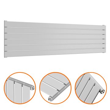 420mm x 1600mm Feather Grey Single Flat Panel Horizontal / Landscape Radiator