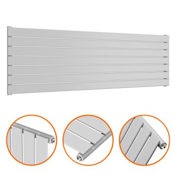 490mm x 1600mm Feather Grey Single Flat Panel Horizontal / Landscape Radiator