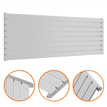 560mm x 1600mm Feather Grey Single Flat Panel Horizontal / Landscape Radiator