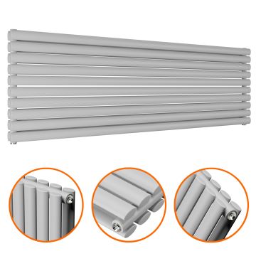 590mm x 1780mm Feather Grey Double Oval Tube Horizontal / Landscape Radiator