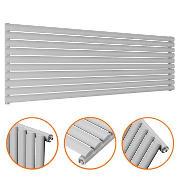 590mm x 1780mm Feather Grey Single Oval Tube Horizontal / Landscape Radiator