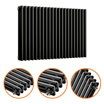 600 x 1013mm Black Horizontal Traditional 3 Column Radiator