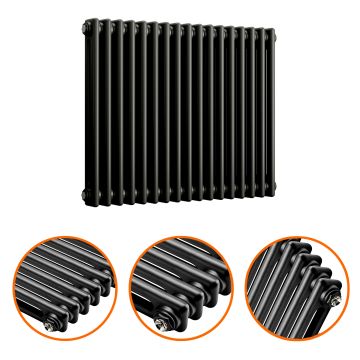 600 x 788mm Black Horizontal Traditional 2 Column Radiator