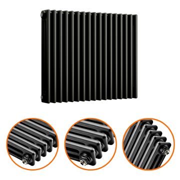 600 x 788mm Black Horizontal Traditional 3 Column Radiator
