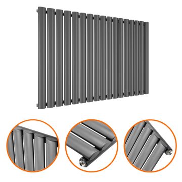 635 x 1000mm Anthracite Single Oval Tube Horizontal Radiator 