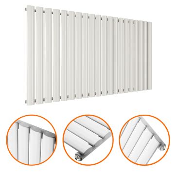 635 x 1180mm White Single Oval Tube Horizontal Radiator 