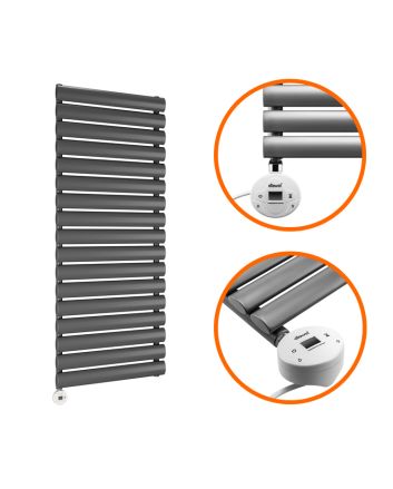 1003 x 400mm Electric Anthracite Single Oval Panel Vertical Radiator