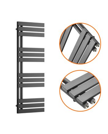 1180 x 400mm Anthracite Flat Panel Bathroom Towel Radiator