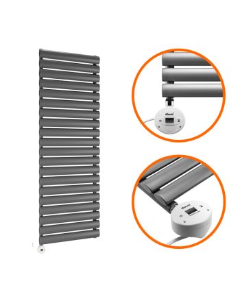 1180 x 400mm Electric Anthracite Single Oval Panel Vertical Radiator